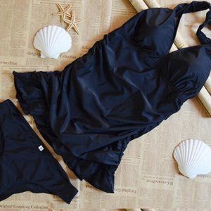 Bikini one-piece swimsuit skirt halter